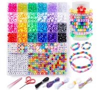 INSCRAFT Perles pour Bracelet 1200 Pièces, Kit Perles de Rocaille de 24 Couleurs, Friendship Bracelet Kit Perles pour Fabrication de Bracelets et Bijoux, Kit Bracelet Enfant
