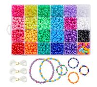 INSCRAFT Perles pour Bracelet, 3300 Pièces Kit Perles de Rocaille de 9mm en 23 Couleurs avec Motifs Lettres et Étoiles, Fil Élastique pour Fabrication de Bracelets et Bijoux, Kit Bracelet Enfant