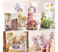 Inscrip Lot de 6 rouleaux de ruban Washi Tape, tournesol, feuille d'érable, lavande, rose, PET Washi, style rétro, feuilles florales, pour bricolage, scrapbooking, paquet cadeau (6 sacs B)