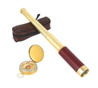 Inscrip Télescope rétro pirate monoculaire, 25 x 30 cm, zoom vintage, vision nocturne HD BAK-4, avec boussole pliable, portable, poche monoculaire adulte pour camping en plein air
