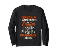 Inscription Amusante en 4 Langues anglaises et blasphèmes Manche Longue