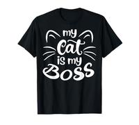 Inscription Amusante en Forme de Chat - Adorable Amoureux des Chats - My Cat is My Boss T-Shirt
