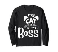 Inscription Amusante en Forme de Chat - Ma Voiture est Mon Patron Manche Longue