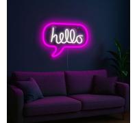 Inscription au néon rose Hello mural usb