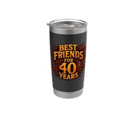 Inscription « Beste Freunde seit 40 Jahren Freundschaft » Gobelet isotherme en acier inoxydable double paroi