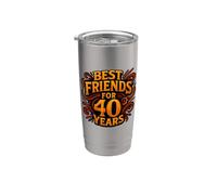 Inscription « Beste Freunde seit 40 Jahren Freundschaft » Gobelet isotherme en acier inoxydable double paroi