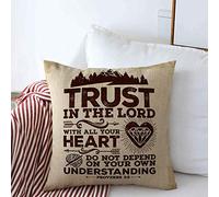 Inscription dans Prier Confiance Écriture Amour Citation De Mode Espoir Encourager Croix Adhésion Taie d'oreiller Doux Housses De Coussins Lavable Housse De Coussin pour Jardin Lit 45X45Cm