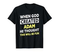 Inscription drôle du nom d'Adam T-Shirt Graphique avec Valeur, Homme, Noir, L
