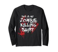 Inscription en Anglais « This is My Zombie Killing » - Motif Main de Sang Manche Longue