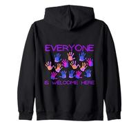 Inscription « Everyone Is Welcome Here Handprints » Sweat à Capuche