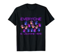 Inscription « Everyone Is Welcome Here Handprints » T-Shirt