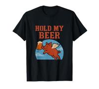 Inscription Hold My Beer Flying Pig Barnyard Humour Graphic T-Shirt