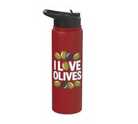 Inscription « I Love Olives » Stainless Steel Insulated Water Bottle