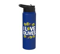 Inscription « I Love Olives » Stainless Steel Insulated Water Bottle