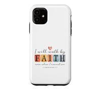 Inscription « I Will Walk by Faith Christian Bible Verse » Coque pour iPhone 11