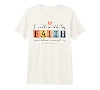Inscription « I Will Walk by Faith Christian Bible Verse » T-Shirt Haut de Gamme