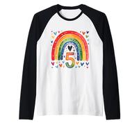 Inscription « Ich Bin Schon Fünf » - Motif Arc-en-Ciel 5 Ans pour Fille Manche Raglan