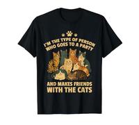 Inscription « I'm The Type Who Befriends Cats Lover » T-Shirt Graphique avec Valeur
