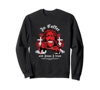 Inscription « in Coffee and Jesus I Trust geliebter Kaffee Kirche » Sweatshirt