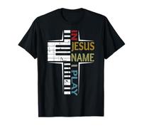 Inscription « In Jesus Name I Play Piano » T-Shirt