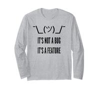 Inscription « It's Not a Bug It's a Feature » Noir Manche Longue