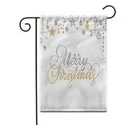 Inscription « Joyeux Noël » Sur Fond Blanc, Avec Des Reflets Or Et Argent Scintillants. Drapeau De Jardin Solide Bannière Couleurs Vives Drapeau Pour Jardin Extérieur Fête 30X45Cm