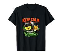 Inscription Keep Calm and Pass The Tequila Party Crew Graphic T-Shirt