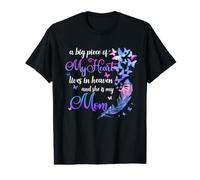 Inscription « My Mom Lives in Heaven » T-Shirt Graphique avec Valeur