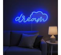 Inscription néon bleu Dream mural usb