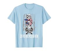 Inscription Sarcastique Zero Fucks Given Drapeau USA Tête de Mort T-Shirt, Homme, Bleu Céleste, L