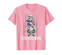 Inscription Sarcastique Zero Fucks Given Drapeau USA Tête de Mort T-Shirt, Homme, Rose, M