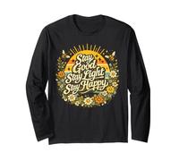 Inscription « Stay Good Light Happy » Vintage rétro Manche Longue