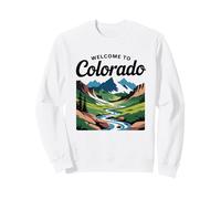 Inscription « Welcome to Colorado » Motif rivière de Montagne rétro Sweatshirt