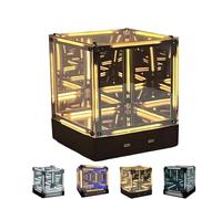 INSDHCCHD Lampe Infinite Space Abyss, veilleuse créative 4D Infinity Mirror Cube, d'ambiance Tactile à intensité Variable, Cube LED Rechargeable, for la décoration Bureau de Jeu(C-1Pc)