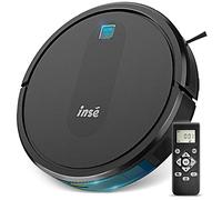 INSE Aspirateur Robot, Aspirateur Robotique 2000Pa Forte Puissance d'aspiration, Silencieux Automatique Nettoyeur Auto-Chargeant, Idéal pour Poils d'animaux Cheveux Poussière Tapis Sols Durs - E6 Noir