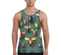 Insect Atlas Débardeur de sport à séchage rapide pour homme Coupe ample sans manches pour course à pied et entraînement, Noir , S