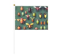 Insect Atlas Lot de 10 drapeaux à main imprimés 14 x 20,8 cm