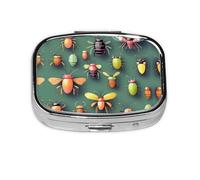 Insect Atlas Mini pilulier carré de voyage, peut être mis dans un portefeuille ou une poche pour ranger une variété de petits objets