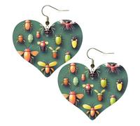 Insect Atlas Prints Boucles d'oreilles élégantes en forme de cœur légères pour femme Accessoires parfaits pour les fêtes et la Saint-Valentin.