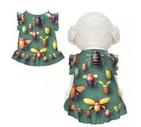 Insect Atlas Robe à volants sans manches respirante pour petits chiens et chats Taille S