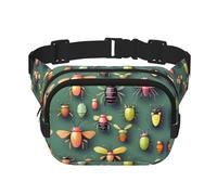 Insect Atlas Sac banane carré double couche - Sac banane unisexe partout pour la course, les voyages, la randonnée, le fitness, noir, taille unique, Noir/blanc, One Size