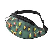 Insect Atlas Sac banane imprimé pour homme et femme, sac banane avec sangle réglable pour voyage, sport, noir, taille unique, Noir , Taille unique