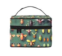 Insect Atlas Trousse de maquillage de voyage pour femme (22,9 x 16,5 x 15,7 cm) portable grande capacité sac de rangement pour filles, noir, One Size