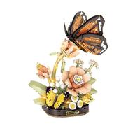 Insect Botanicals - Série de micro-blocs de construction avec fil et lumière LED, décoration de bureau botanique | Kit de modèle STEM pour adultes et adolescents (papillon tigre)