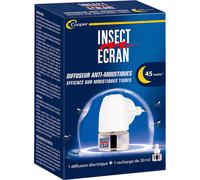 INSECT ECRAN Diffuseur Insecticide Électrique Anti-Moustiques + 1 Recharge Incluse - Efficacité 45 nuits - Protection Continue - Dès 24 mois - 30 ml