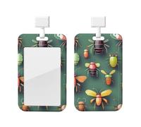 Insecte Atlas Porte-badge d'identification avec cordon - Protecteur vertical de carte - Coque rigide en ABS transparent - Bobine rétractable pour le travail et le bureau