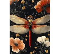 Insecte Diamond Painting Adulte, Fleurs Diamond Painting, DIY Round Rhinestone Crystal Point de Croix complet kit, 5D Mosaic Art Kit Pour Enfant et débutants, Murale Décoration Maison 25x35cm 0U-768