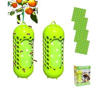 Insecticide Guêpes imperméables, 2 pièges à mouches avec 8 autocollants de remplacement de la couleur attire non toxique, insectes piège pour guêpes frelons, mouches, jaune vestes, trompette et