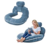 INSEN Coussin de lecture, coussin de dos pour s'asseoir au lit pour lire, infirmière et détente, coussin de lecture pour adultes, mamans et enfants, coussin d'assise pour lit, bleu