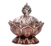 Insence Encens Furnace, Vintage Porte-Encens Lotus Charbon De Bois Encens Brûleur D'encens De Zinc À Contre Encensoir Support Encens pour Spirale Encens Home Decor (Bronze Rouge)